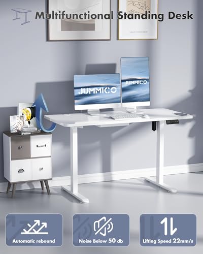 JUMMICO Schreibtisch Höhenverstellbar Elektrisch, Ergonomischer Steh-Sitz Tisch mit Tischplatte, Höhenverstellbarer Computertisch, Höhenverstellbarer Schreibtisch Adjustable Desk,120 x 60 cm, Weiß – Bild 4