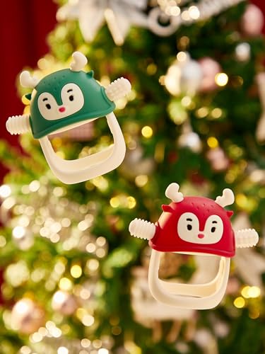 smily mia baby christmas stocking stuffers baby teething toyspenguin teether for 0-6m reindeer chew toys for 3-6mteething mittens for 6-12m babies my first christmas gift pine green