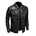 SWEPER Herren Lederjacke - Mode Herren Langarm Lederjacke Herbst Einfaches Revers Schlanke Einfarbige Lederjacke Lässige Herrenjacke,Schwarz,L