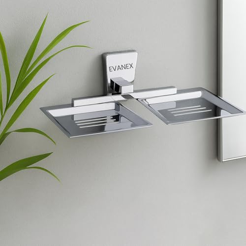 Image of EVANEX EVANEX 304 Grade Stainless Steel Dual Soap Dish for Bathroom /Soap Stand /Soap Dish /Soap Case /Rust Proof Wall Mounted Soap Holder for Bathroom & Kitchen /Bathroom Accessories Set