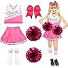 Aitsite Costume da cheerleader per bambini, da cheerleader, da cheerleadering, per bambini, da cheerleader, con calze a pompon, per carnevale, feste a tema