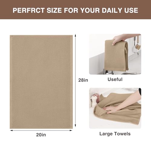 Image of Homaxy 100% Cotton Oversized Waffle Weave Kitchen Dish Towels, Ultra Soft Absorbent Quick Drying Cleaning Towel, 20x28 Inches, 8-Pack, Tan