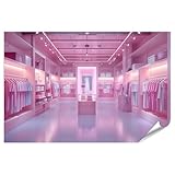 islandburner XXL Bild Poster Moderner Rosa Bekleidungsladen mit Spiegel und Beleuchtung Premium Bilder Fotodruck