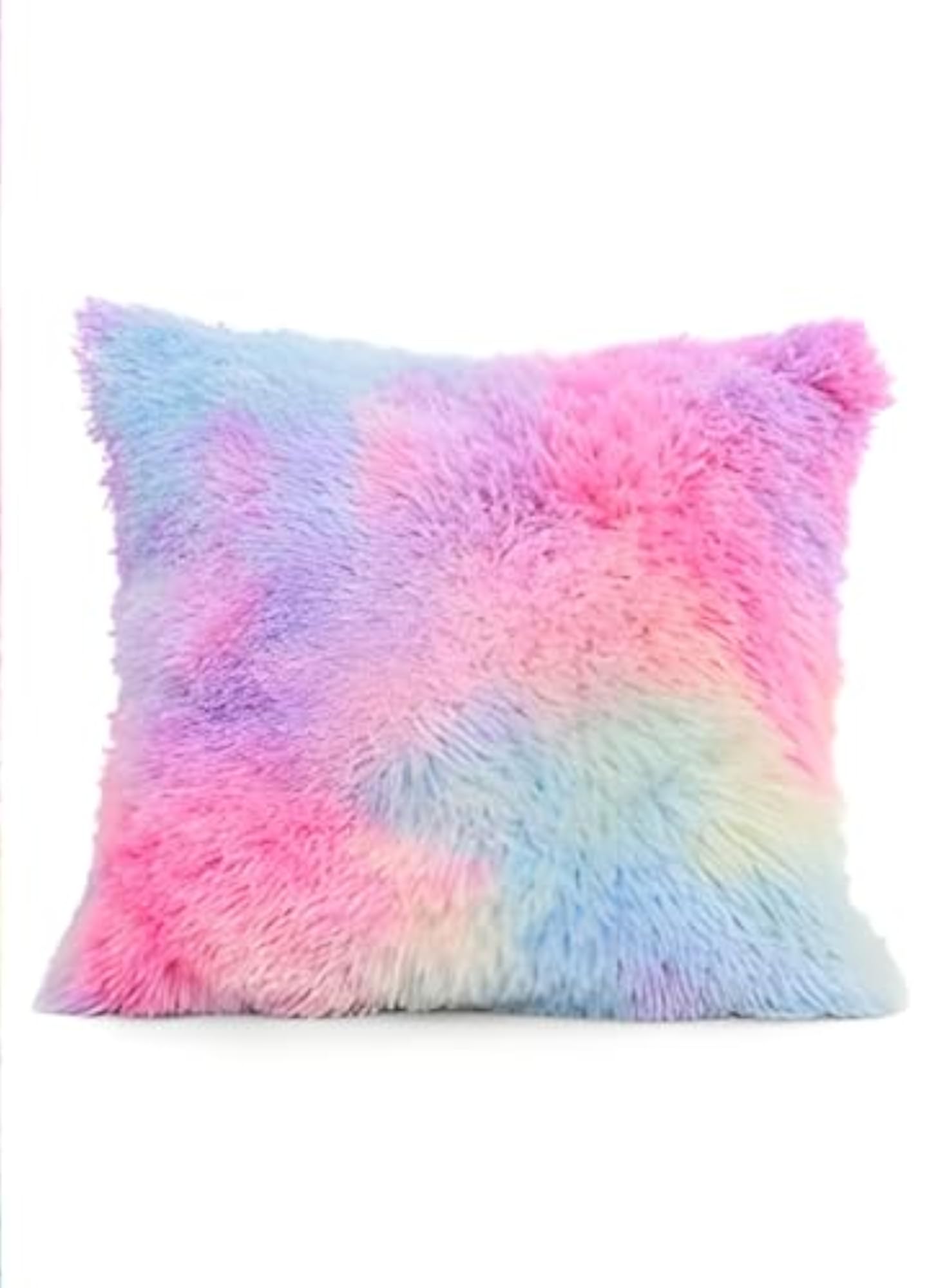 Multicolor Soft Faux Fur Cushion Cover, 12"x12"
