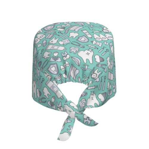 Image of Surgical Caps Men Women, Scrub Cap with Sweatband Adjustable | Tie Back Nurse Cap, Nursing Breathable Working Hat, Scrub Cap, Medical Hats
