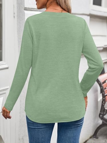 WYNNQUE Womens Long Sleeve Shirts Business Casual Outfits Dressy Tops Blouses Henley V Neck Fall Clothes - Image 5