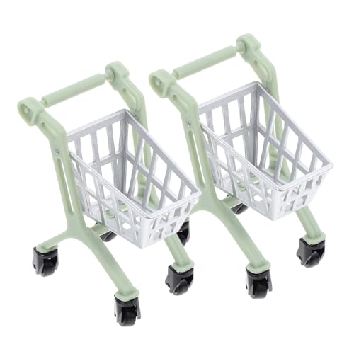 minkissy 2 pièces Mini Chariot Courses pour Maison Poupée Caddie Miniature Décoratif Stable et Pratique Accessoire de Rangement pour Photo Prop