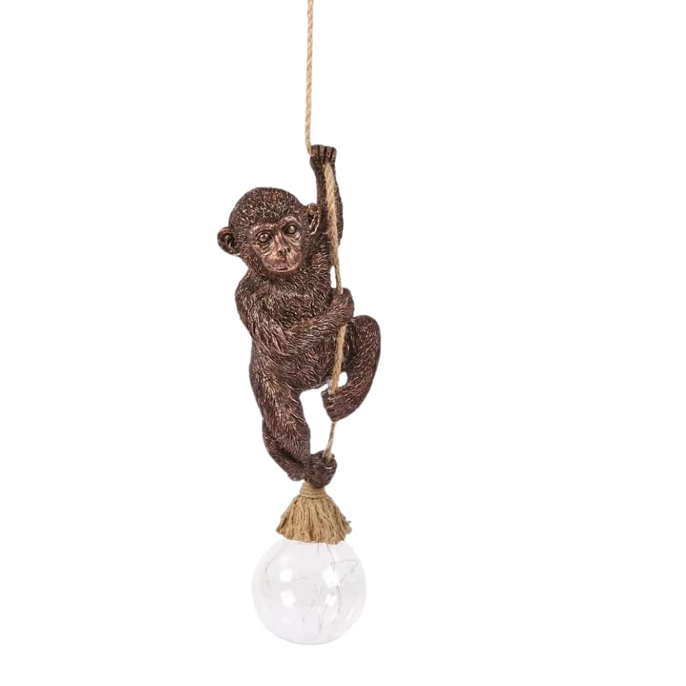 Statue de singe solaire Garden Mile - Lanterne solaire en résine imperméable avec lumières LED - Décoration de jardin et terrasse
