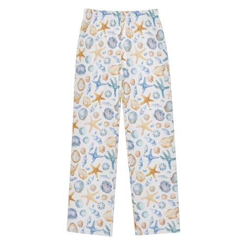 Pajama Pants Cute Seashells and Starfish PJ Bottoms Sleepwear Lounge Sleep Pant with Pockets