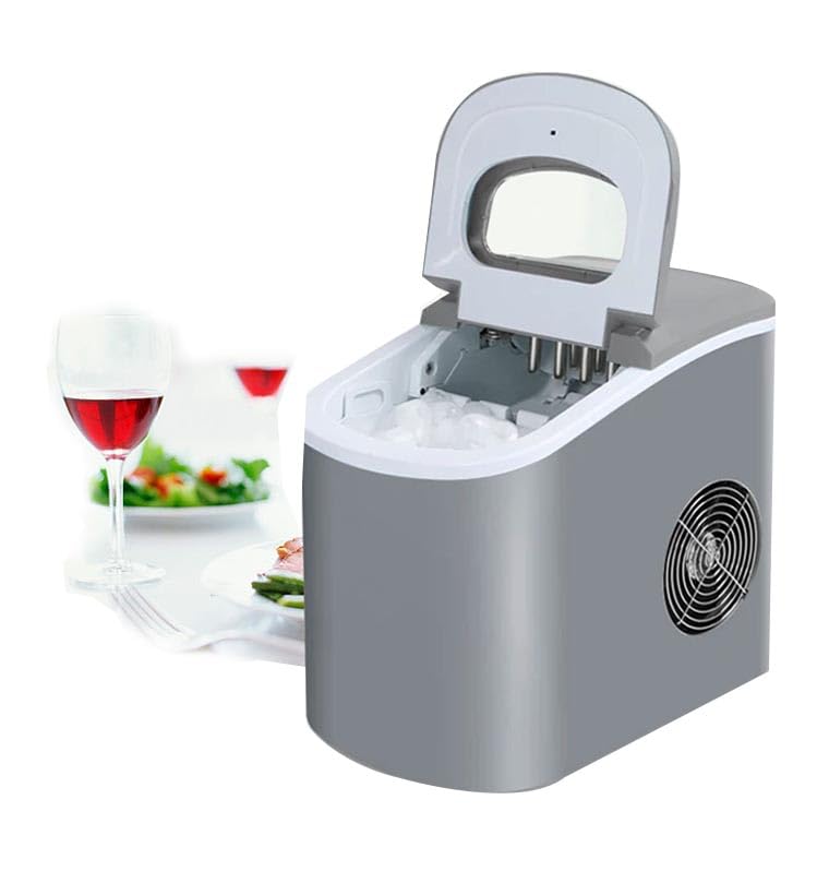 Portable Ice Maker Machine for Home - Automatic, Fast Operation, 2.2L Tank, Self-Cleaning, Compact Design, Manual Water Fill, Red - Ideal for Parties & Events