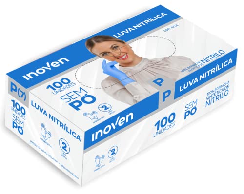 Luva Nitrílica Sem Pó Caixa c/100 Unidades Azul - Inoven