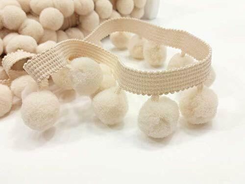 XL 2cm Pom Pom Bobble Trim Fringe Pompom Trimming Cushions Curtains Home Decor Lampshade Sewing Craft Projects - Ecru - 10 Metres
