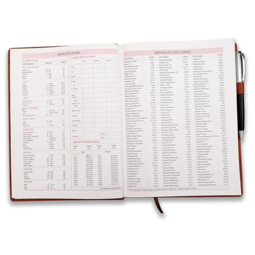 Image of COI Tan Brown Organizer | Dated Diary Planner 2026 | Notebook Office Work | Gift for Mother and Father with Pen.