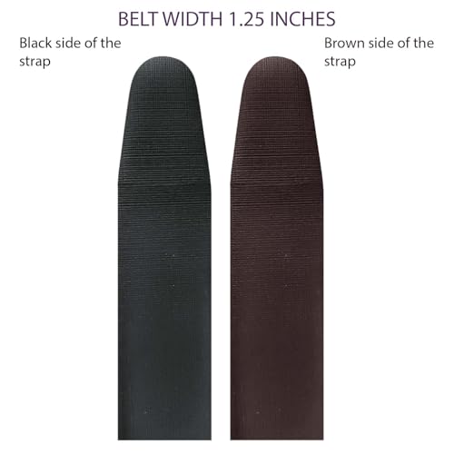 Image of Aakarshini Italian original leather belt strap /strip for men : Reversible, Adjustable, Without Buckle, Grip & Holes, Black /Brown ** Select the size carefully **