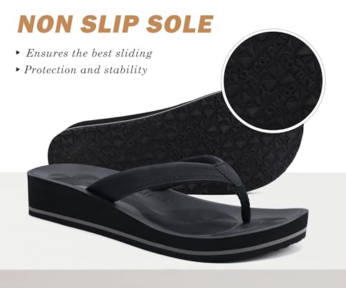 COFACE Flip Flops for Women With Comfortable Arch Support Ladies Fashion Platform Thong Sandals Soft Yoga Mat Sole For Beach/Indoor Outdoor3