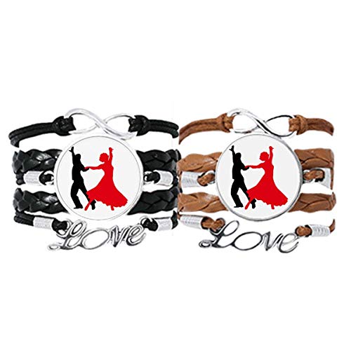 Bracelet couple Danse Sociale en cuir et corde noir bijoux amoureux