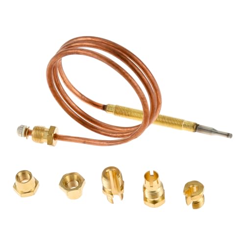 Hicello Thermocouple Gaz Universel 60cm M6X0.75, Thermocouples de Sécurité avec 5 Adaptateurs, Dispositif de Sécurité pour Chauffage Gazinière Brasero...