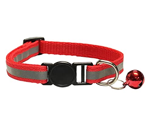 Girafus Katzenhalsband mit Sicherheitsverschluss / 5xSticker für Namen,Tel.nr Halsband Katze mit Glöckchen/Reflektierend/für Girafus Tracker Sicherheitshalsband Katzen Rot