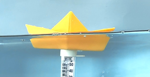 Thermomètre De Piscine Et Bain Balvi Paper Boat - Bateau Flottant Origami Blanc, Mesure Température Eau