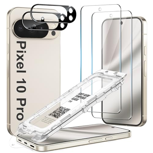 2 Pack Screen Protector Compatible with Pixel 10 Pro 5G - 2 Tempered Glass Camera Lens Protector Accessories - Auto-Dust Removel - Bubble Free - Military Grade Shatterproof