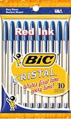 BICUSA 91354 Bic Pens44; Red - Pack of 10, Office Supplies Stationery