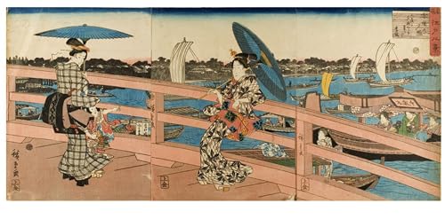 Cuadro sobre lienzo de Hiroshige: decora tu dormitorio con arte japonés de 60x90cm