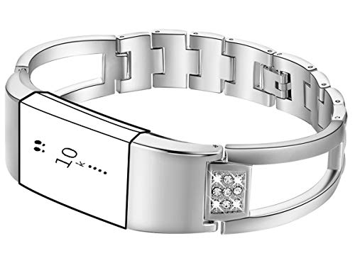 KingBaas Replacement Bands Compatible for Fitbit Charge 2, Premium Wristband Metal Bracelet Bands Compatible Fitbit Charge 2 /Fitbit Charge 2 Bands,Watch Replacement Accessories Bands,Silver