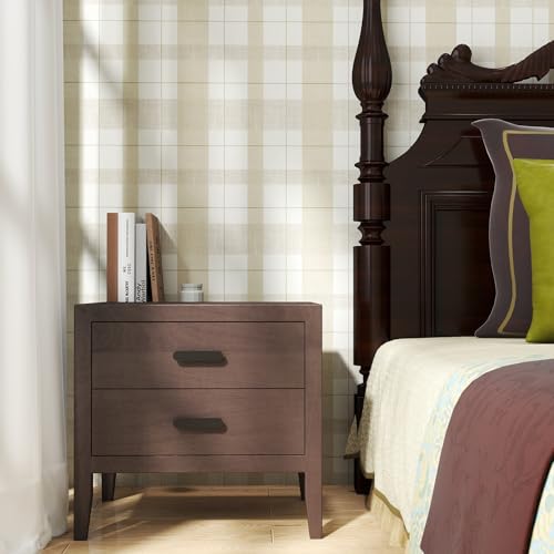 Timeet Modern Peel and Stick Wallpaper Plaid Wallpaper Brown Beige Boho Contact Paper Waterproof Self Adhesive Removable Textured Wall Paper for Bedroom Bathroom Cabinets Wall Decor Vinyl 17.3" x 200" by Timeet - Image 2