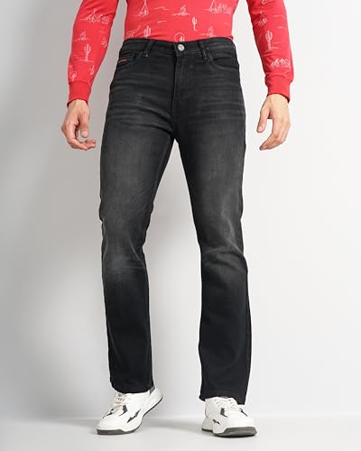 Image of The Indian Garage Co Men Bootcut Solid Mid-Rise Stretchable Jeans