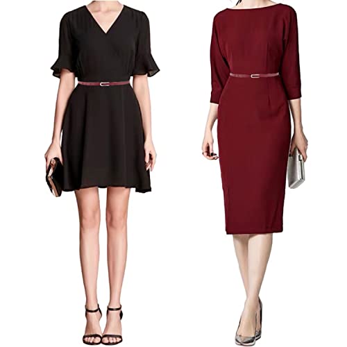 Women's Belt Fashion Skinny Slim Soft Genuine Leather Belts Waistband Thin Waist Belt Silver Chrome Color Alloy Buckle3