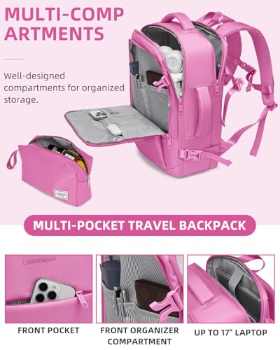 Image of LARVENDER Carry on Luggage Sets 3 Piece, 20 Inch Suitcases, Glossy Berry | 22x14x9 Airline Approved, Lightweight PC+ABS Hardshell, Smooth 360 Double Wheels, TSA Lock, 3-Piece Set with XL Backpack