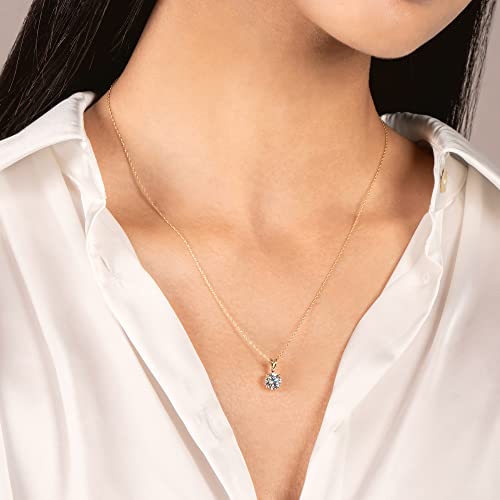 Everyday Elegance 14K Solid Yellow Gold Pendant Only | Round Cut Cubic Zirconia Solitaire | 1.0 Carat | With Gift Box #TOP1