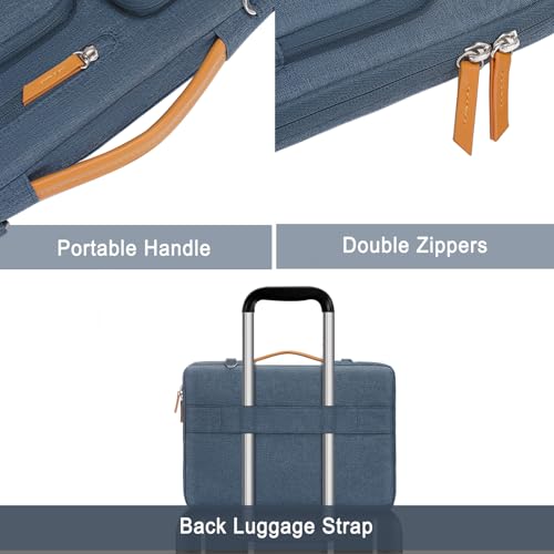Image of MOSISO 360 Protective Laptop Shoulder Bag,14 inch Computer Bag Compatible with HP Lenovo Dell ASUS Acer, HP, Dell Latitude, Lenovo,Side Open Messenger Bag with 4 Zipper Pockets&Handle, Haze Blue