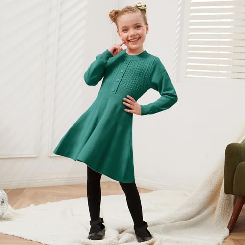 Jxstar Girls Knitted Sweater Dresses Kids Ruffle Flare Winter Dress4