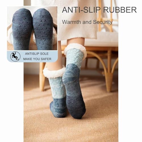 Slipper Socks for Women with Gripper - Cozy Soft Thick Fuzzy Non Slip Indoor Home Grips Socks - Winter Non Slip Thick Fuzzy Socks3