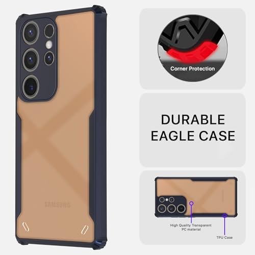 Image of Pikkme Samsung Galaxy S24 Ultra 5G Back Cover | Crystal Clear Transparent Back | Ultra Hyrbid | Full Camera Protection | Raised Edge | Bumper Back Case (Blue)