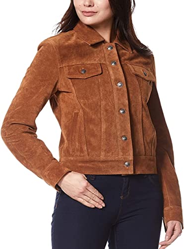 LEATHER FARM WOMEN'S TRUCKER SUEDE LEATHER JACKET CASUAL FASHION SHIRT JACKET2