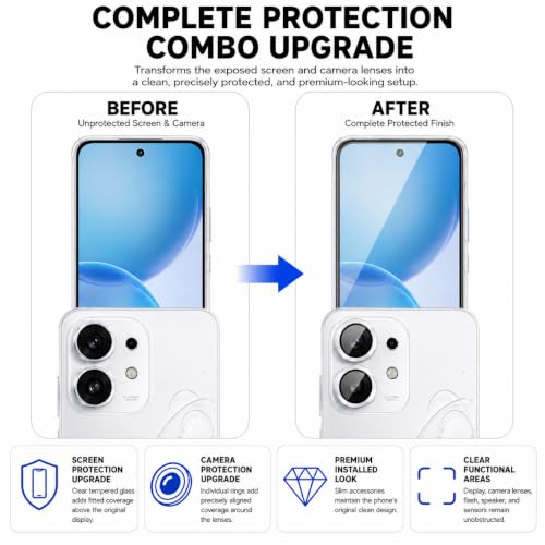 Image of ArmourPro Edge to Edge Tempered Glass for Oppo Reno 16 with Silver Camera Ring Guard, 9H Screen Protector, Anti-Scratch, Anti-Fingerprint, Bubble-Free Installation Kit
