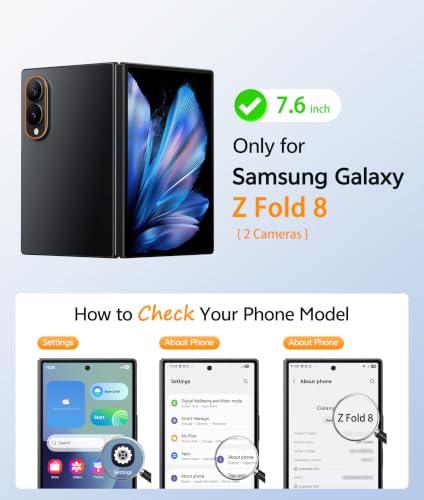 Image of FNTCASE for Samsung Galaxy Z Fold 8 Case: [Hinge Protection] Translucent Matte Cases [Compatible with Magsafe] [Screen Protector] Military Grade Shockproof Protective Phone Cover-Blue