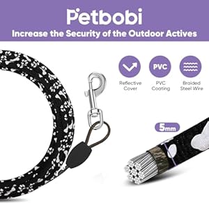 Petbobi dog tie out cable and stake  15 ft heavy duty reflective cable with spring  no tangle 16 inch ground stake  for yard camping beach  for small medium dogs up to 20 lbs pawbone   cucciolini doodles