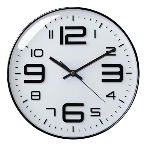Horloge quartz silencieuse blanche de 12 pouces pour decoration salon et bureau moderne