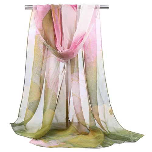 6 Pack Summer Scarves for Women Lightweight Ultra Thin Silk Sunscreen Head Scarf Floral Chiffon Scarves3
