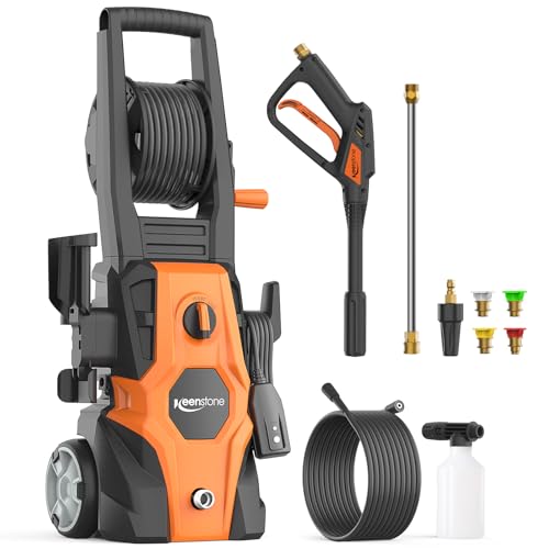 Electric Pressure Washer, Power Washer with Steel Wand, 5-Nozzle Set, Foam Cannon for Cars/Fences/Driveways/Home/Patios Cleaning