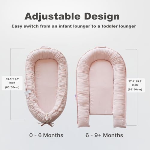 Image of Infant Lounger, Baby Nest Cover for Baby Girls & Boys, Newborn Essentials for Baby 0-12 Months, 100% Cotton Breathable (Mistyrose Corduroy)