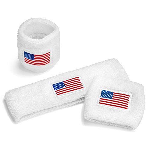 Image of Suddora Country Headband & Wristbands Set (Includes 2 Wrist & 1 Head Sweatband), Highly Moisture Wicking