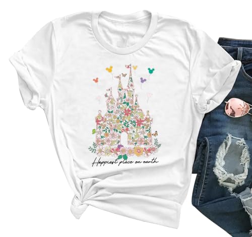 Image of Magic Kingdom Shirts for Women Family Teen Girls Castle Cartoon Graphic Tees Blouses