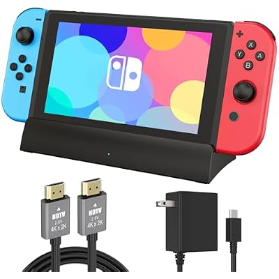 TV Docking Station for Switch,Replacement for Official Switch Dock,Docking Station Support 4K HDMI Adapter Output with HDMI Cable and 15V/2.6A USB-C Charger