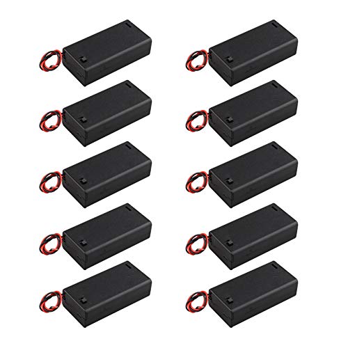 HALJIA 10PCS 3 V 2 x AA 1.5 V battery Holder di plastica batteria Storage box con case on/off interruttore e cavo fascette di fissaggio