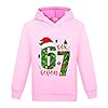 Banxidi Christmas 67 Kids Hoodies,Six Seven Christmas Hat Theme Fashion Print Sweatshirt, Comfortable Soft Fabric, Boys Girls Holiday Essential Pink