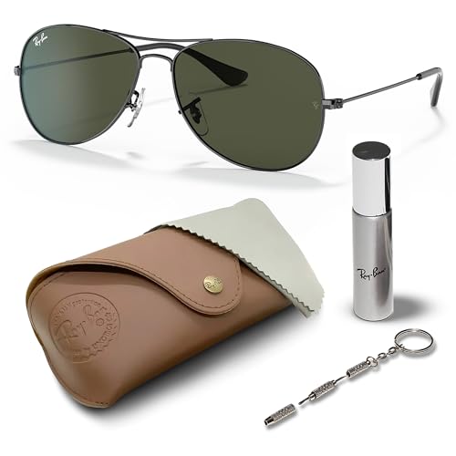 Ray-Ban RB3362 COCKPIT Pilot Shaped Sunglasses for Men & Women with Official RAYBAN Eyewear Kit